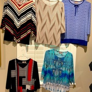 Lot of five Chico’s size 2 tops